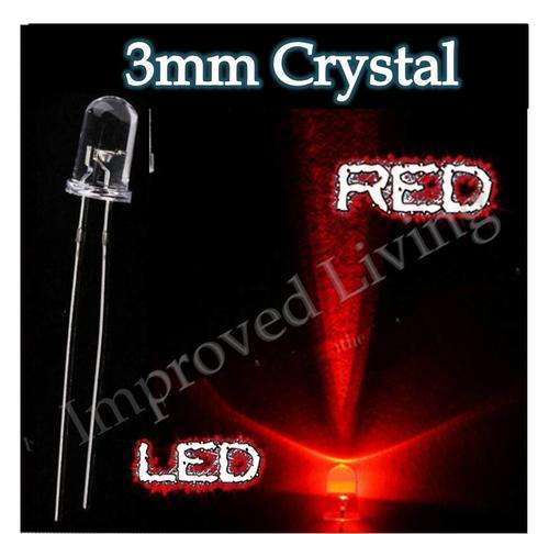 3mm LED HI - Bright RED Crystal Clear LED Light Lamp  ***Lovely glowy goodness***