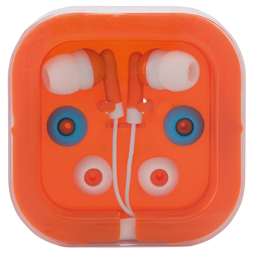 EARPHONES IN SQUARE CASE - VARIOUS COLOURS