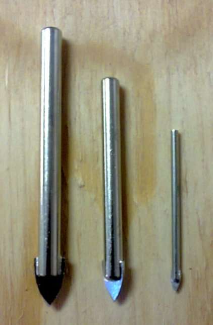 Glass and Tile drills (3mm, 8mm and 10mm)