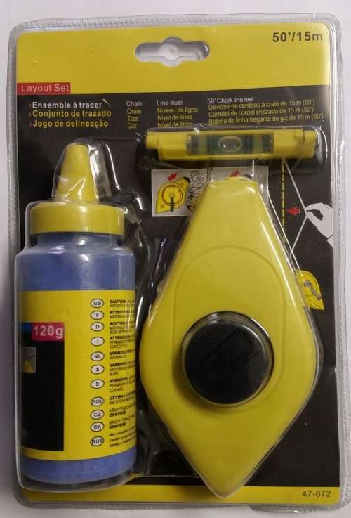 Chalkline 15m with chalk refill and line level