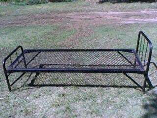 Steel hostel bed, folding legs