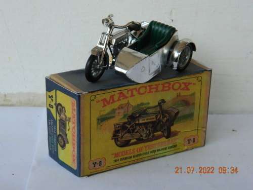 MATCHBOX -  MODELS OF YESTERYEAR  -  Y8-2   -  1914 SUNBEAM MOTOR-CYCLE WITH MILFORD SIDECAR