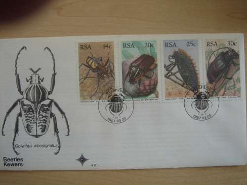 1987 RSA - Beetles 4 stamps on FDC