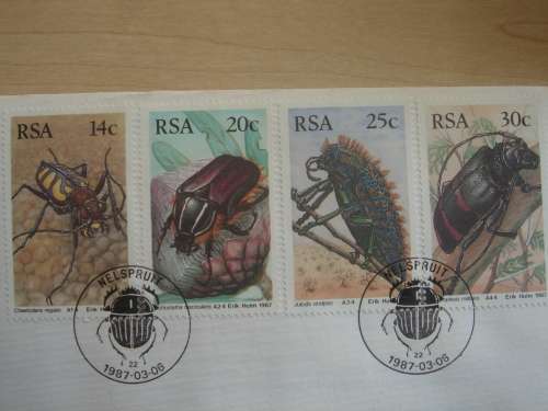 1987 RSA - Beetles 4 stamps on FDC