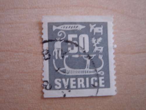 1954 Sweden - Rock Carvings 50 Oere used, stamped