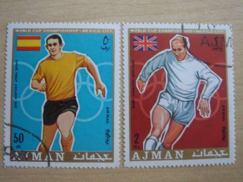 1970 UAE - Ajman - FIFA World Cup Mexico 50 dh + 2 Rls airmail stamps