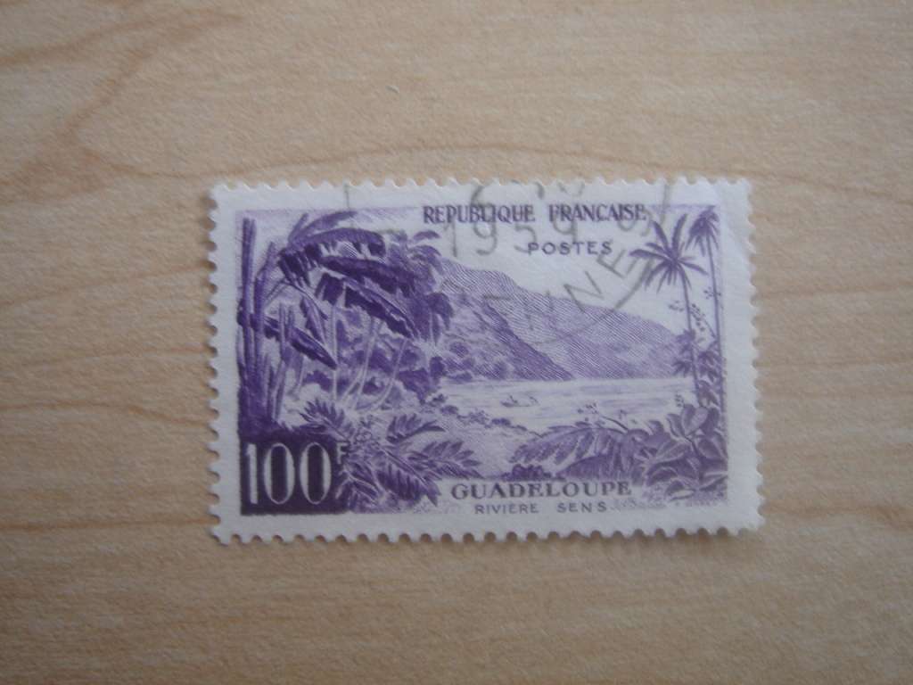 1957 France - Sens River, Guadeloupe - 100 f used, stamped