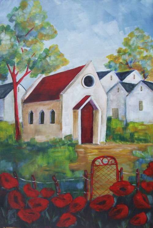 Village chapel- 425x295mm by K Bester