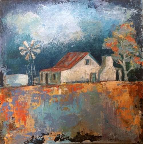 Little Landscape -  Acrylic on board - 180x180x12mm  by K Bester