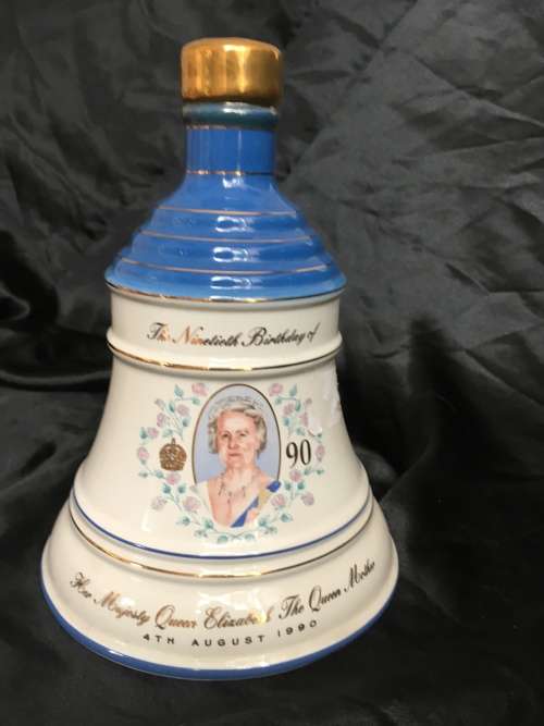 Bell's Whisky - commemorative ceramic decanter- Queen Mother's 90th birthday 1990