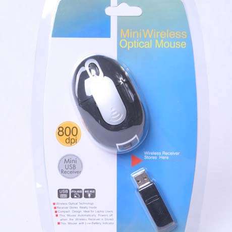 Mini Wireless Optical Mouse for Laptop PC +USB Adapter