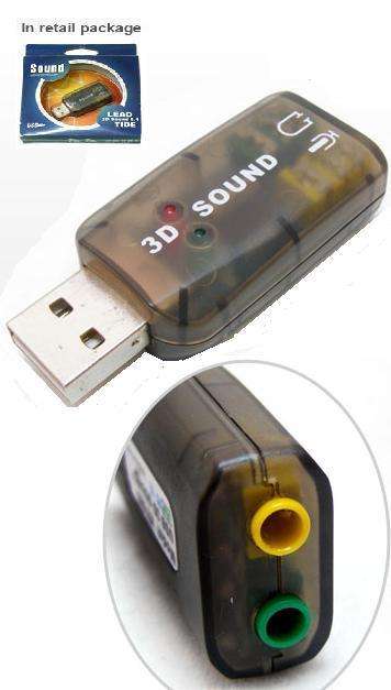 USB  5.1 Sound Card - Connect a speaker or headphone directly to this adapter