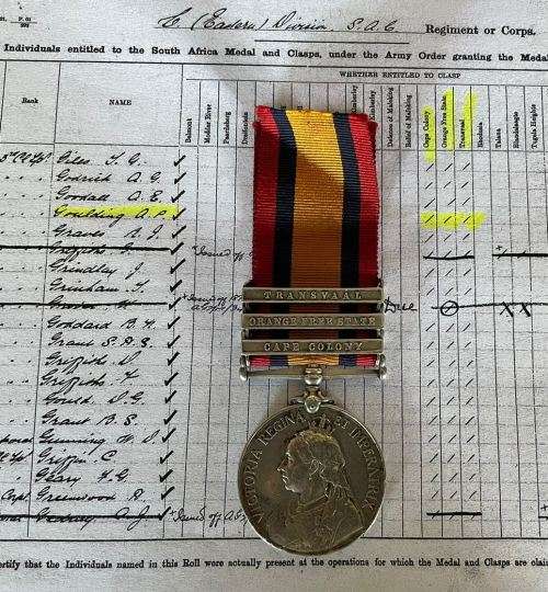 Queen South Africa Medal (QSA) to 433 3rd CL TPR AP Goulding SAC
