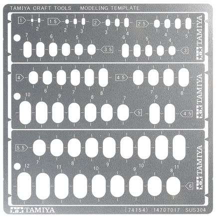 Tamiya Scribing Template Rounded Rectangle, 1 - 6mm