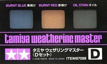 Tamiya Weathering Master D Burnt Blue, Burnt Red, Oil Stain