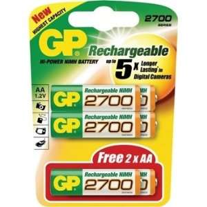 6 x GP 2700 NiMh Rechargeable AA - Penlight batteries