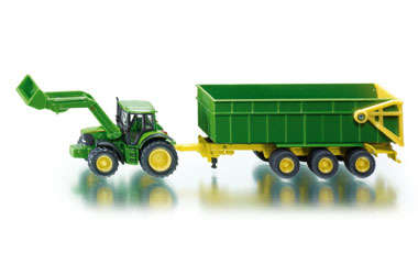 Siku HO 1/87 John Deere with Front Loader and Trailer