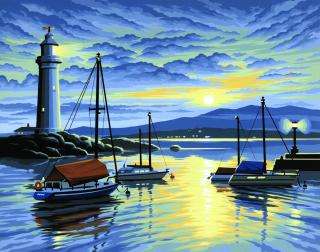 KSG Crafts Paint by Number - Harbour at Sunrise - 390 x 300mm