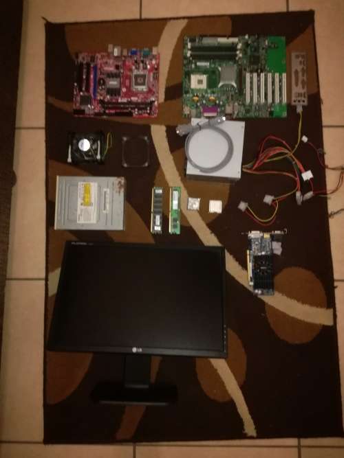 Multiple items motherboards, CPU, power supply ,monitor