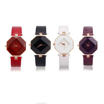 New Women 's Fashion Leather Band Analog Quartz Diamond Wrist Watch Watches
