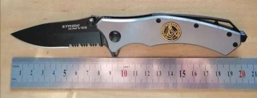 FREE MASON DESIGN POCKET FLICK KNIFE