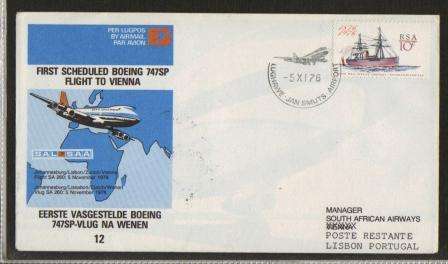SA AIRWAYS (SAA) FLIGHT COVER # 12 ALTERED LISBON