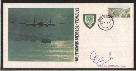SA AIR FORCE (SAAF)  COVER #18 FAREWELL SHACKLETON SIGNED BY BRIG C LOMBARD