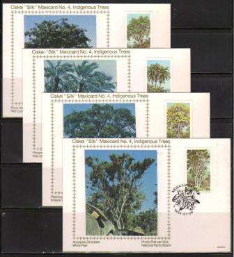 CISKEI 1984 INDIGENOUS TREES SET OF 4 LIMITED EDITION MAXISILK CARDS # 4