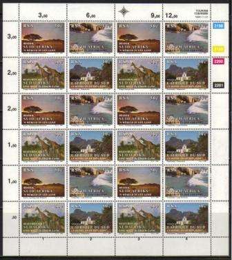 RSA 1990 TOURISM IN SA MNH FULL SHEET OF 24 WITH FULLY PERFED MARGINS