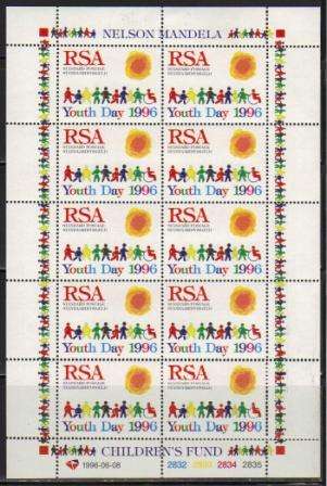 RSA 1996 MANDELA'S CHILDREN'S FUND MNH FULL SHEET OF 10