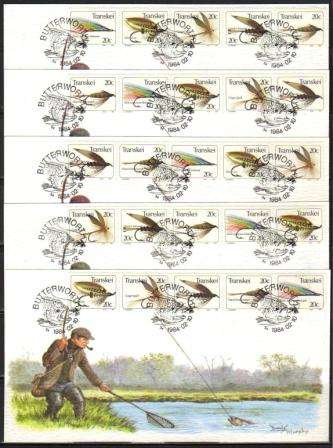 TRANSKEI 1984 5TH FISHING FLIES SET OF 5 PRIVATE MAXI CARDS