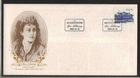 RSA 1983 COM COVER OLIVE SCHREINER AUTHORESS OF THE STORY OF AN AFRICAN FARM