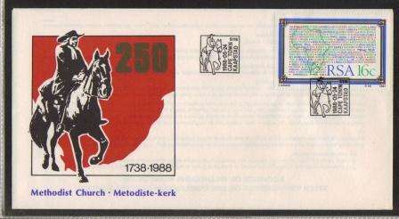 RSA 1988 COM COVER 250 YEARS METHODIST CHURCH