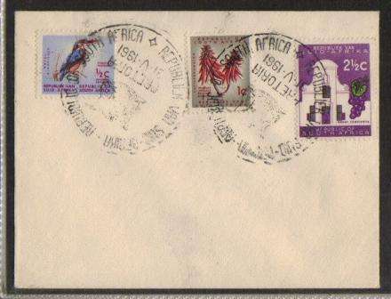 RSA 1961 1ST DEFINITIVE LOW VALUES UNADDRESSED FDC CXD PRETORIA 31/5/61