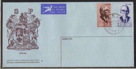 RSA 1968 PRESIDENT FOUCHE UNADDRESSED FDC #7