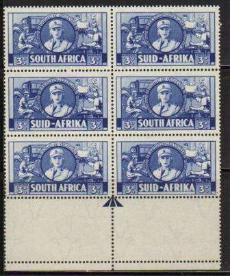 UNION 1941 3d WAR EFFORT SACC 90 MNH ARROW BLOCK OF 6