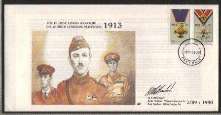 SA AIR FORCE (SAAF) SIGNED COVER #40 THE OLDEST LIVING AVIATOR 1913