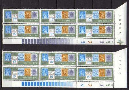 RSA 1974 CENTENARY UPU MNH CONTROL BLOCKS A&B OF 6