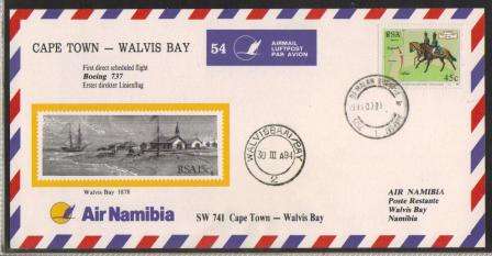 AVIATION - AIR NAMIBIA CARD #54 CAPE TOWN-WALVIS BAY
