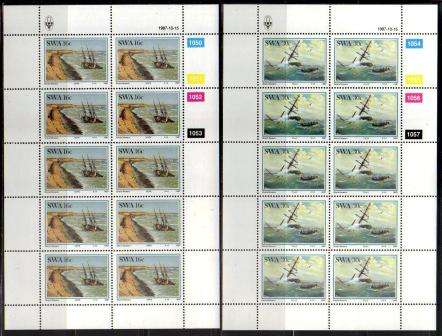 SWA 1987 SHIPWRECKS SET OF 4 MNH FULL SHEETS OF 10
