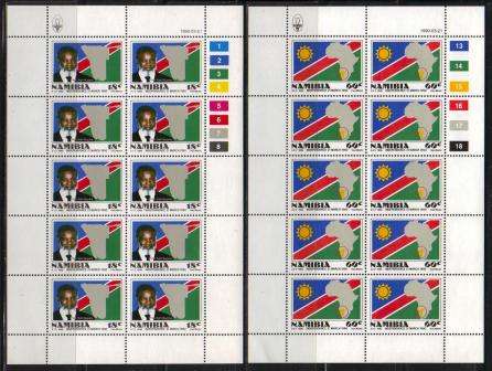 NAMIBIA 1990 INDEPENDENCE SET OF 3 MNH FULL SHEETS OF 10