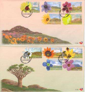 RSA 2008 FLOWERS OF NAMAQUALAND SET OF FDC 7.134 & 7.135