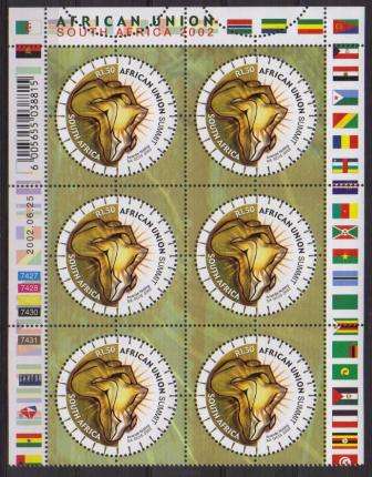 RSA 2002 AFRICAN UNION SUMMIT MNH CONTROL BLOCK OF 6