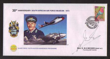 SA AIR FORCE (SAAF) FLIGHT COVER # AF21 - 30TH ANNIVERSARY SAAF MUSEUM SIGNED