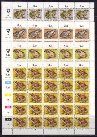 VENDA 1982 FROGS SET OF 4 MNH FULL SHEETS OF 25