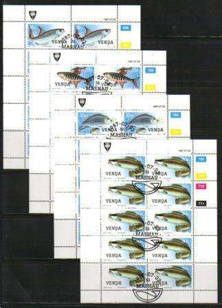 VENDA 1987 FISHES SET OF 4 CTO FULL SHEETS OF 10