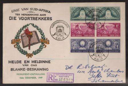 UNION SA 1949 UNVEILING VOORTREKKER MONUMENT CXD PRETORIA MONUMENT 16/12/49