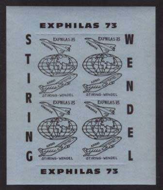 AVIATION 1973 CONCORDE EXPHILAS 73 MNH FULL SHEET OF LABELS