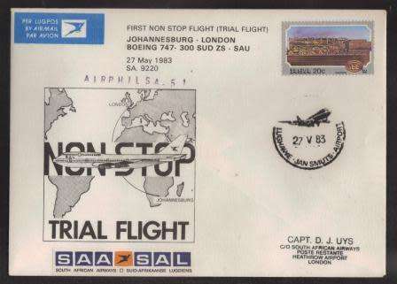 AVIATION - 1983 AIRPHILSA 51 SAA FIRST NON STOP FLIGHT JHB - LONDON BOEING 747-300