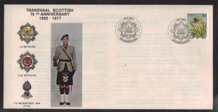 MILITARY COM COVER - 1977 75TH ANNIVERSARY TRANSVAAL SCOTTISH